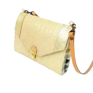 portefeuille cuir croco et or bobinensac